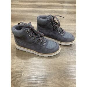 Merona Nona Jogger Hiking Boots Woman’s Sz 7 Gray Wool Blend Faux Suede Outdoor